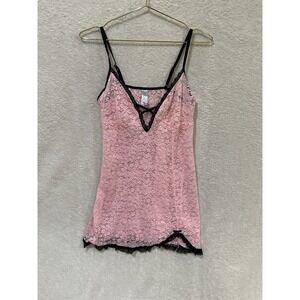 Secret Treasure Pre-Loved Lingerie Pink Lace Black Lace Trim Bow Size Medium